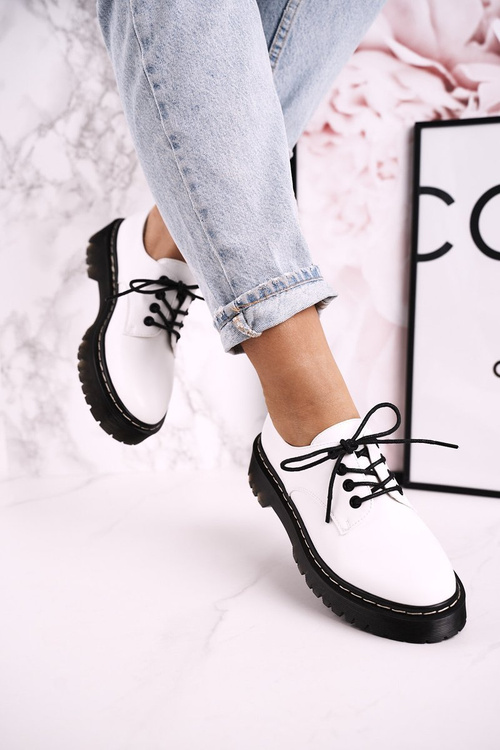 Жіночі класичні броги Оксфорд на платформі S.Barski HX62 білі