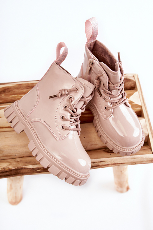 Лаковані теплі чоботи світло-бежеві Heidi