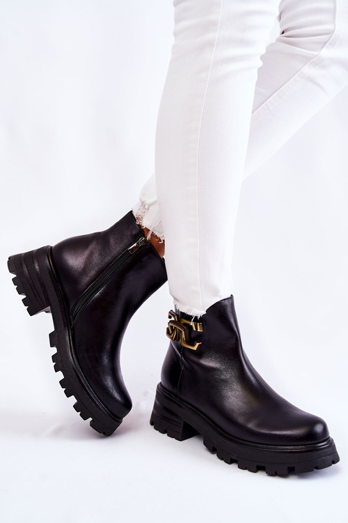 Теплі черевики робочі з декором Laura Messi 2500 Black