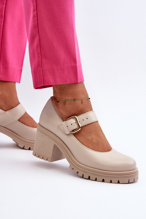 Шкіряні бежеві туфлі Zazoo 20166