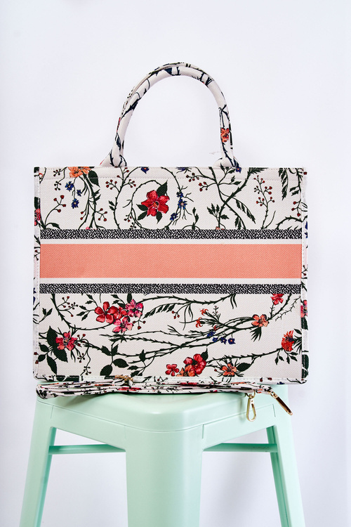 Великий класичний гаманець у візерунку біло-помаранчевий Micola