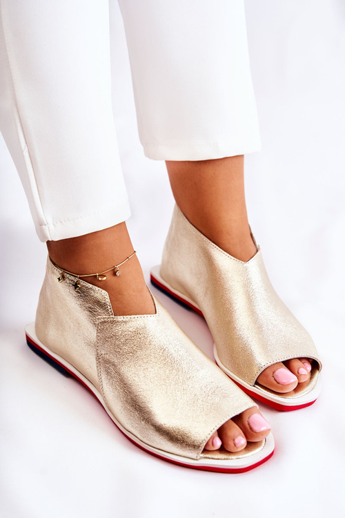 Шкіряні босоніжки на повзунках Gold Clorie