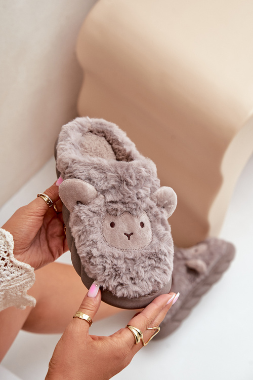 Жіночі пухнасті тапочки з мотивом вівці темно-бежевого кольору Phaeia