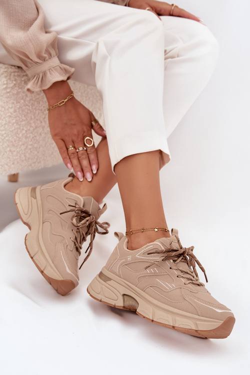 Жіночі спортивні кросівки з подвійними шнурками Бежеві Annelie
