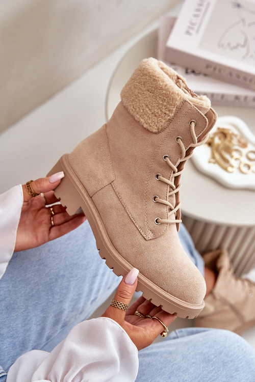 Жіночі робочі черевики на підкладці з блискавкою бежеві Mivael