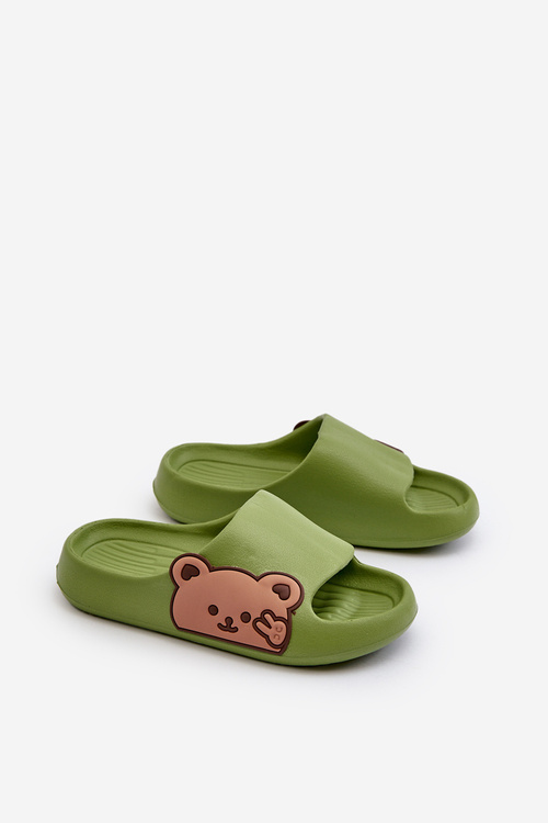 Легкі поролонові тапочки з рельєфом зеленого ведмедя