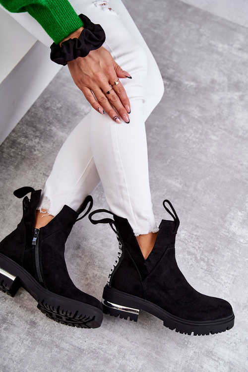 Замшеві черевики з вирізами Чорні Elvera