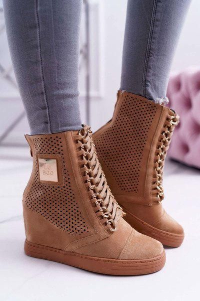Жіночі ажурні замшеві кросівки Lu Boo Camel Clamma