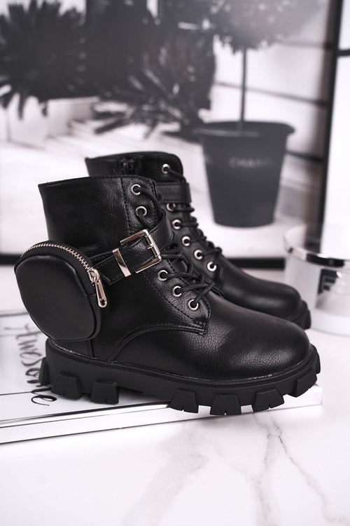 Дитячі чоботи з теплим хутром маленька сумка чорна Twinkle