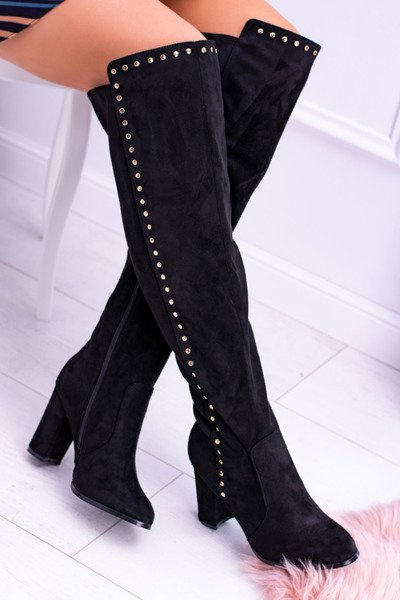 Чорні замшеві мушкетерські черевики Portoso