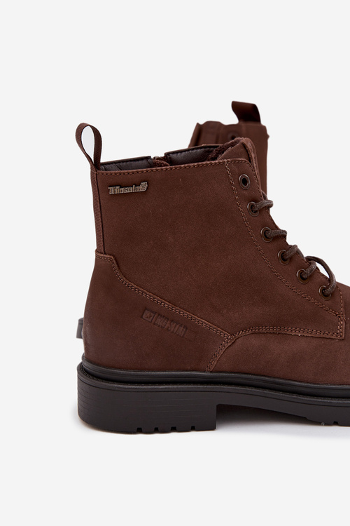 Чоловічі замшеві теплі ботильйони на блискавці Big Star OO174229 Коричневий