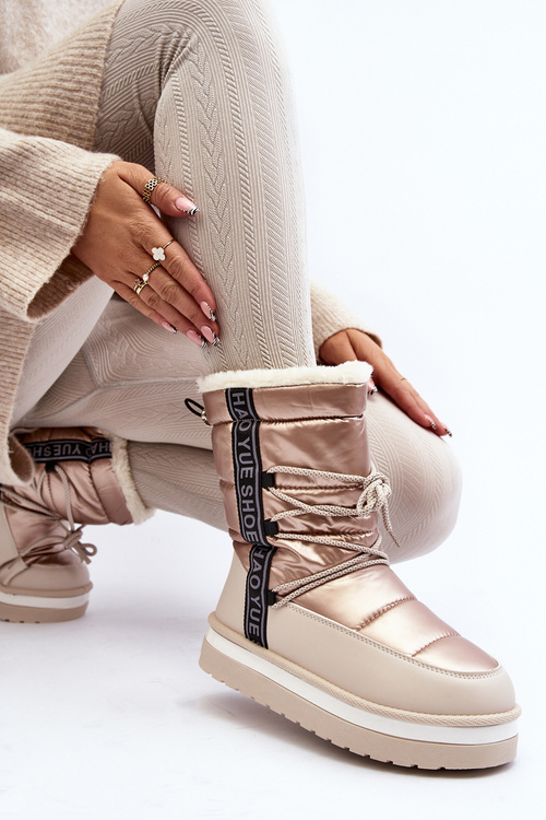 Жіночі зимові черевики з бежевими шнурками Lilara