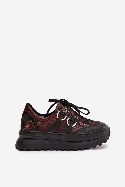 Шкіряні жіночі кросівки на платформі Maciejka 06562-25 шоколадні