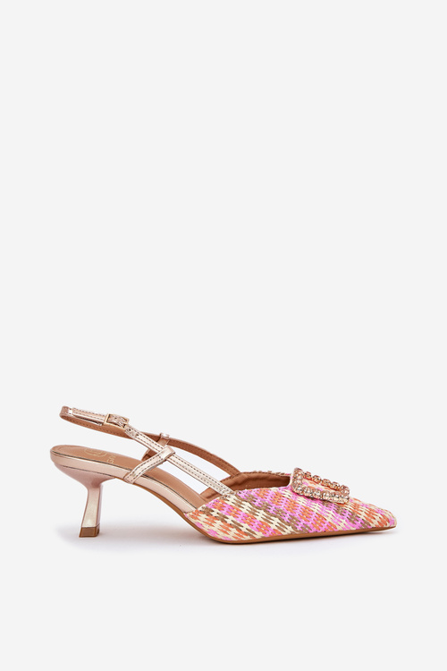 Туфлі На Каблуку З Декорацією Та Відкритим Каблуком Шампанське Teminora