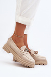 Жіночі шкіряні мокасини з орнаментом Laura Messi 2780 Beige