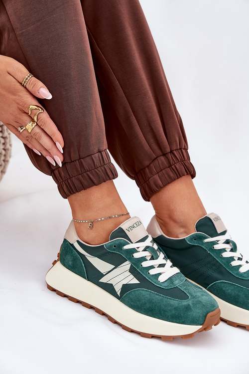 Жіноче Спортивне Взуття З Замші На Платформі 66720 Зелене Vinceza