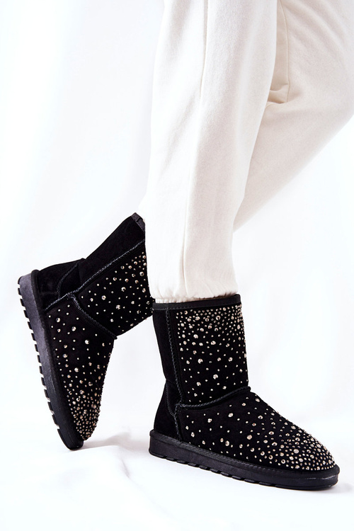 Зігріваючі снігові черевики зі стразами Чорні Mariella