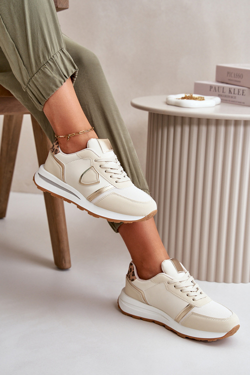 Жіночі кросівки з еко шкіри бежеві Velaniela