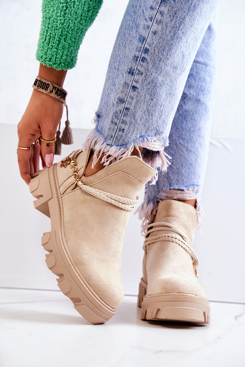 Замшеві робочі черевики без лямок світло-бежеві Moriah