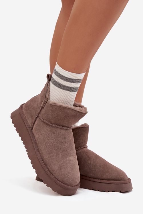 Снігоступи з натуральної замші з хутряною підкладкою Vinceza 97961 коричневі