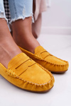 Жіночі мокасини жовте замшеве болеро