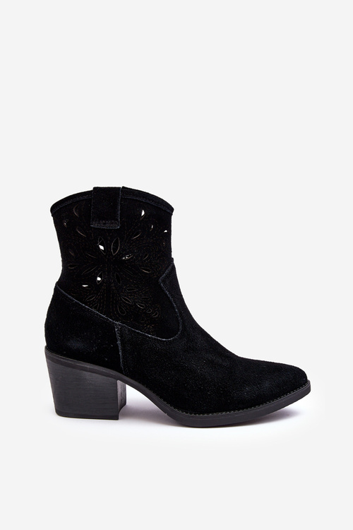 Замшеві ковбойські чоботи з мереживом D&A SN622-20 Чорні