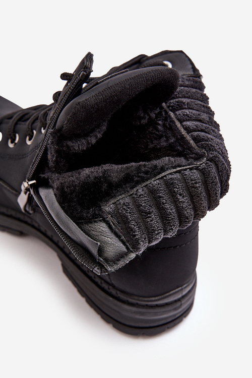 Жіночі шкіряні чоботи Trapper на підкладці чорні каталі