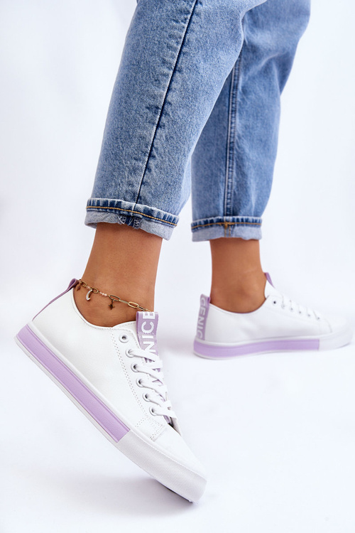 Жіночі кросівки класичні біло-фіолетові Ville
