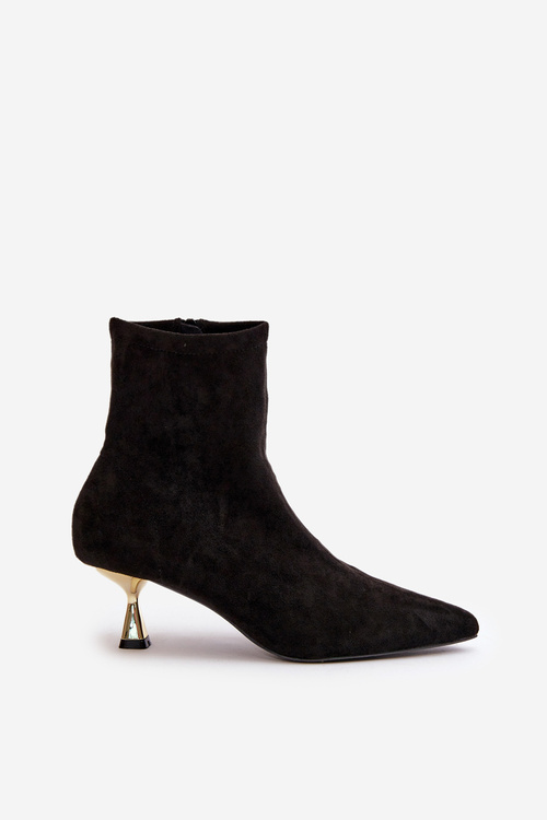 Жіночі черевики на шпильці Еко замшеві з гострими носками Чорні Irithare