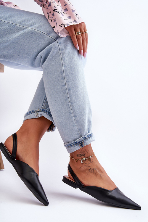 Жіночі шкіряні балетки чорні Germes