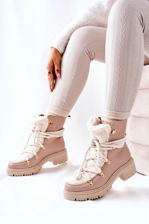 Шкіряні черевики Trapper Tied Lewski Beige 3116