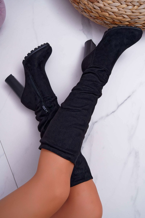 Жіночі чоботи на шпильці замшеві чорні Marion