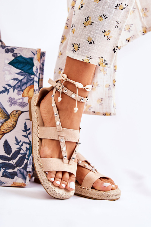 Замшеві босоніжки з шпильками бежеві Marey