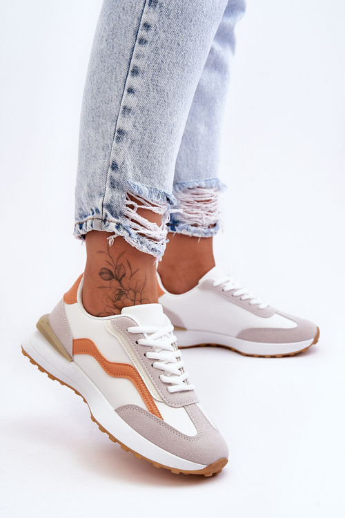 Жіночі шкіряні кросівки Somerio біло-помаранчеві