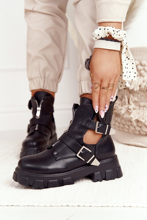 Чоботи жіночі на платформі чорні Cosmic Love