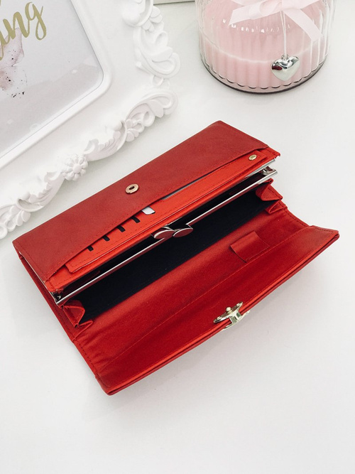 Великий жіночий червоний гаманець із сердечком