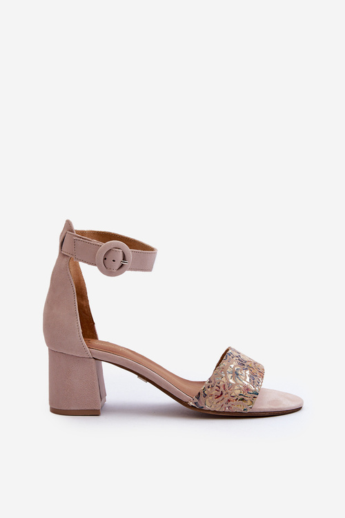 Замшеві босоніжки на високих підборах Maciejka 04141-49 Бежеві