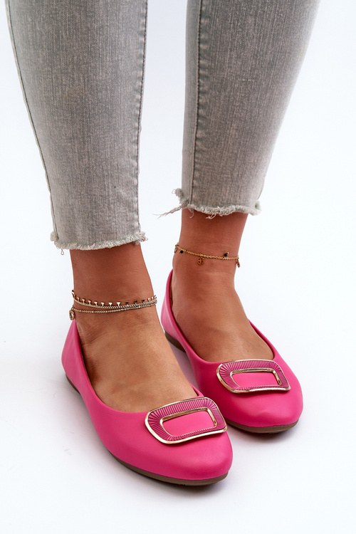 Балерини з декором з екошкіри Pink Enicoria