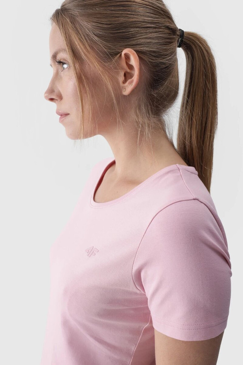 Жіноча однотонна футболка з логотипом рожева 4F 4FWMM00TTSHF1845-56S