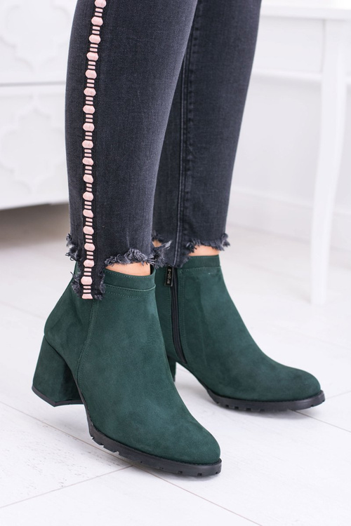 Жіночі зелені шкіряні чоботи на шпильці Ніколь