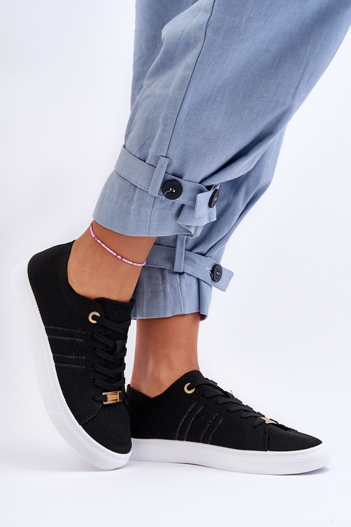 Жіночі кросівки на шнурівці чорні Etna