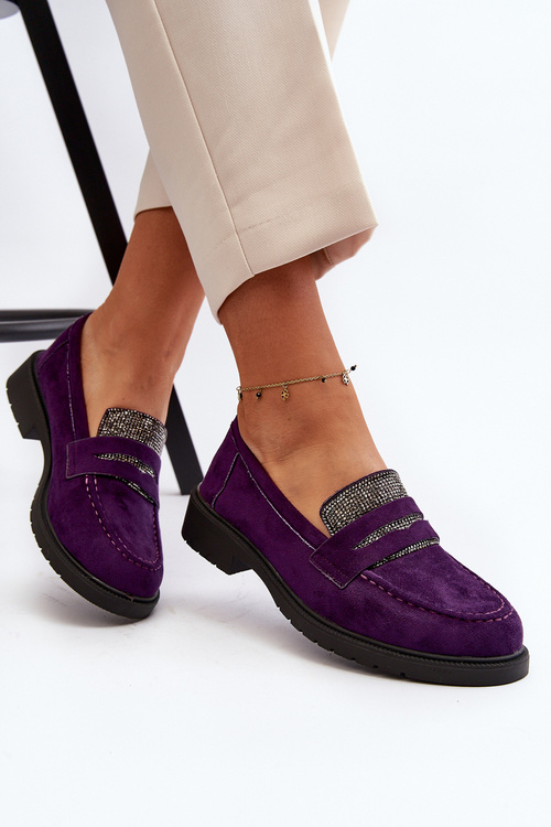 Жіночі мокасини з прикрасами фіолетового кольору Dananei