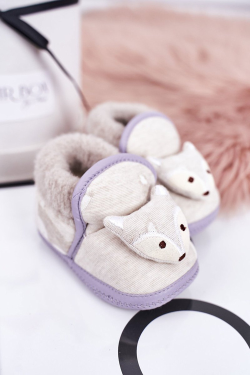 Дитячі домашні тапочки на резинці з лисицею сірого лева