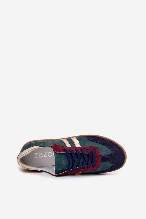 Zazoo N1068 Замшеві Низькі Кросівки Жіночі Темно-зелений