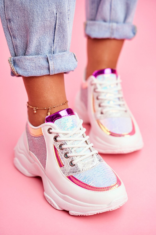 Спортивні жіночі туфлі з парчі білі Vebi