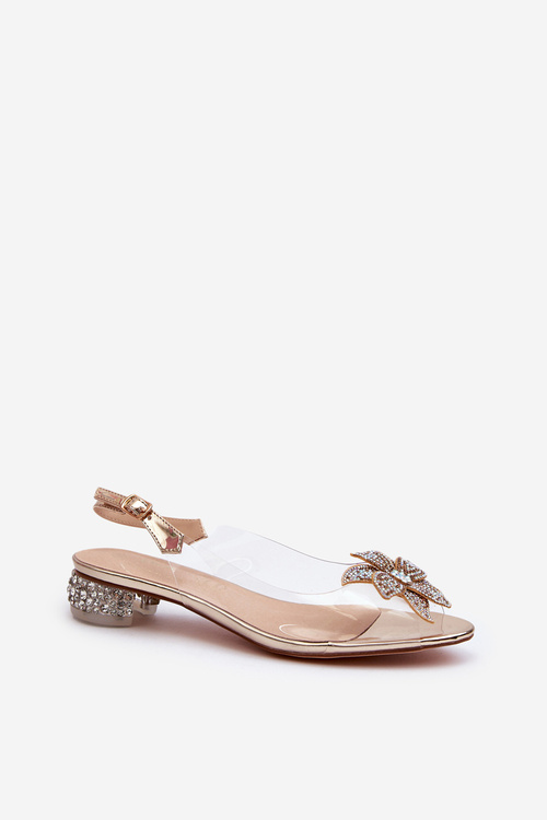 Прозорі босоніжки на низькому каблуці та золотий декор D&A MR38-383