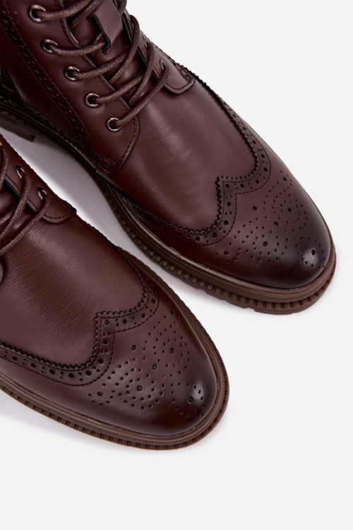 Шкіряні чоловічі чоботи Lee Cooper LCJ 25 33 3960 коричневі Botki Męskie