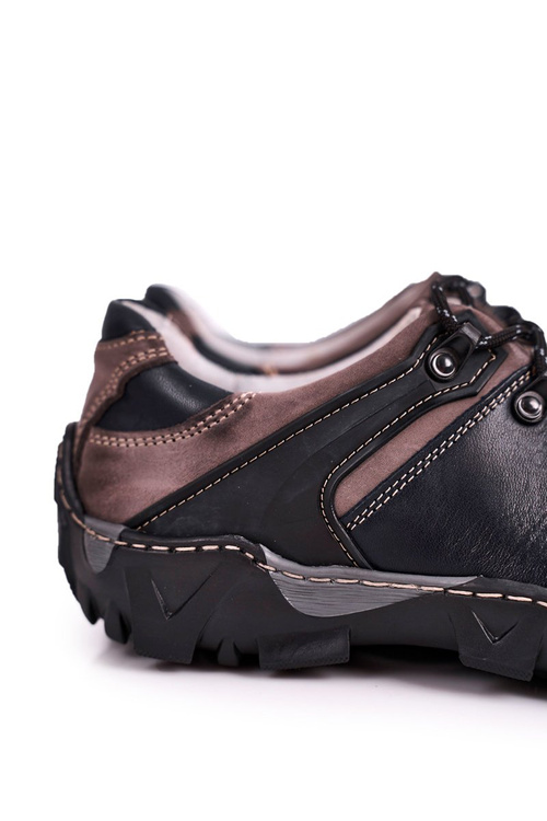 Чоловічі шкіряні трекінгові напівчеревики BEDNAREK темно-сині