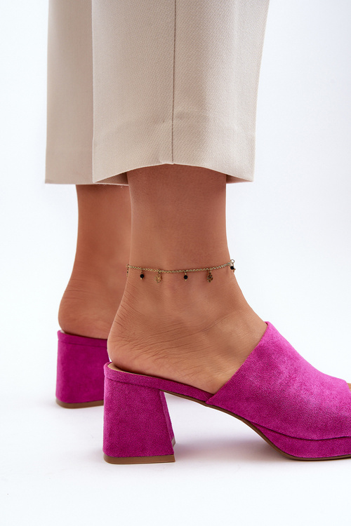 Жіночі мюлі на високих підборах кольору фуксії Bralya