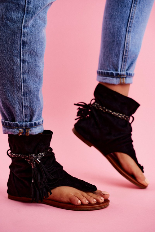 Жіночі сандалі В'єтнамки з верхом чорні SL1011 Madrit